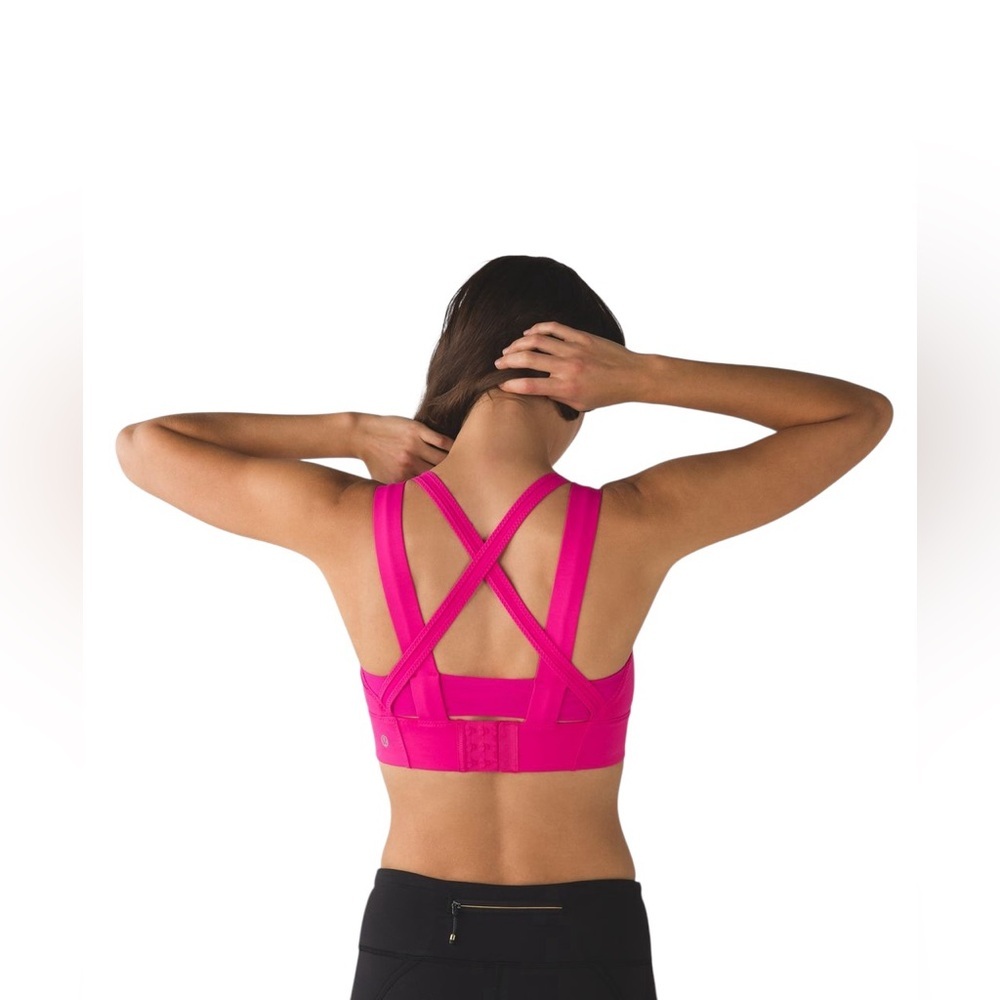 Lululemon Energy Bra Hot Pink Criss Cross Longline Medium Support Yoga Bra 6